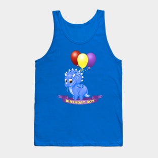 Birthday Boy Cute Blue Triceratops Dinosaur Tank Top